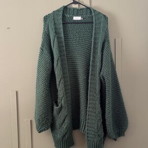 Bluivy Forest Green Knit Cardigan